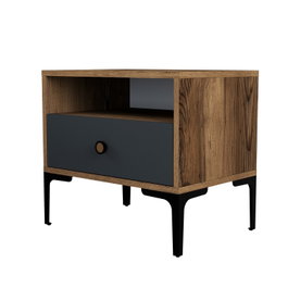 Hanah Home Mesilla de Noche Lizbon 529 - Nogal, Antracita - 56x50.8x40 cm - Mesita Auxiliar Dormitorio